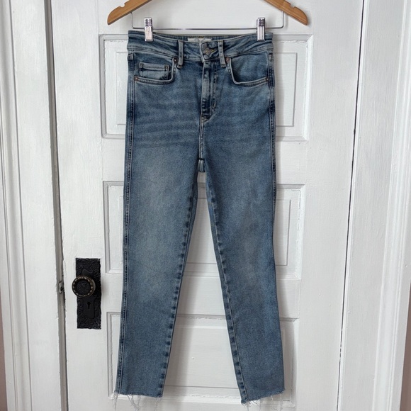 FREE PEOPLE SIERRA HIGH RISE SKINNY JEANS RAW HEM - Picture 2 of 11